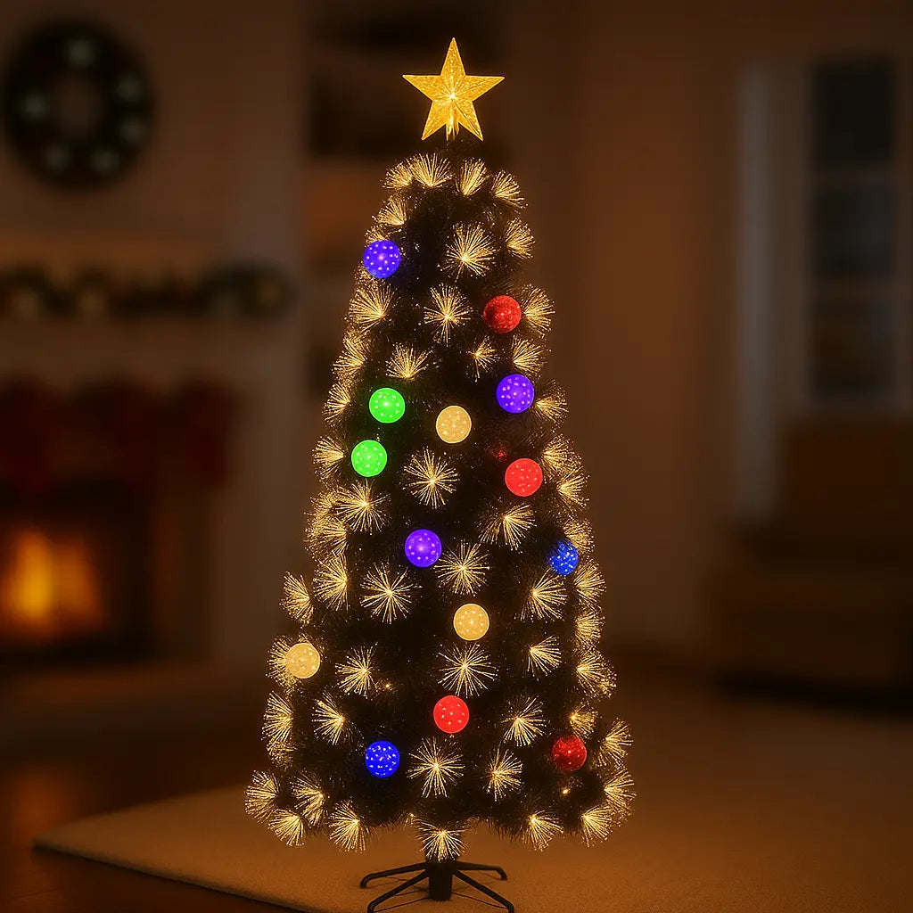Árvore de Natal 210 cm com LED e Fibra Óptica Colorida Bivolt