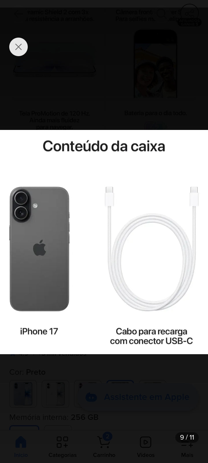 iPhone 17 256 GB 8 GB Preto - Distribuidor Autorizado